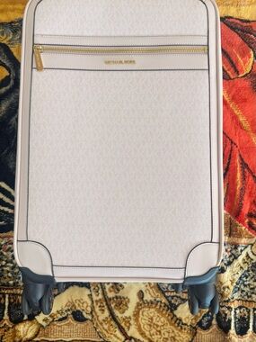 Michael Kors Soft Ivory Rolling Carry-On with Gold Accents